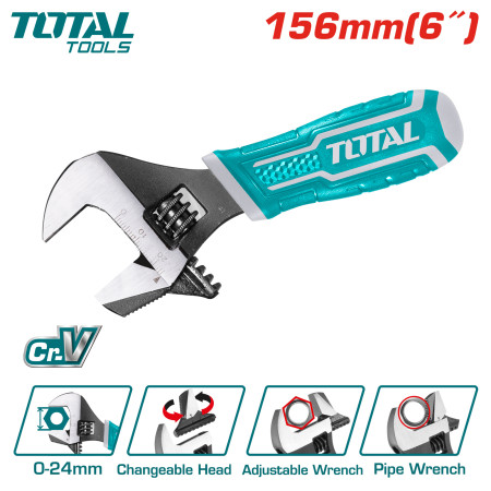 Разводной ключ короткий 2-в-1 156мм TOTAL THT1016S