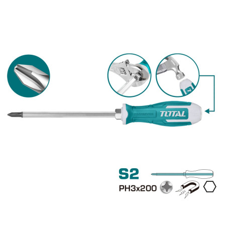 Отвертка крестовая PH3 200 мм ударная TOTAL THGSPH32006 Отвертка крестовая PH3 200 мм ударная TOTAL THGSPH32006