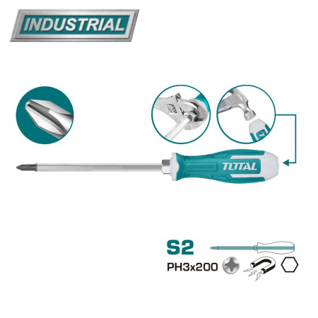 Отвертка крестовая PH3 200 мм ударная TOTAL THGSPH32006 Отвертка крестовая PH3 200 мм ударная TOTAL THGSPH32006