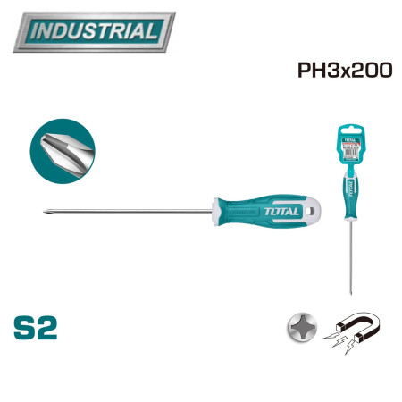 Отвертка крестовая PH3 200 мм TOTAL THT26PH3200 Отвертка крестовая PH3 200 мм TOTAL THT26PH3200