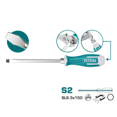 Отвертка шлицевая SL6,5 150 мм ударная TOTAL THGS61506