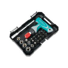 Отвертка Т-образная реверсивная с насадками TOTAL TACSD30186 (24 предмета)