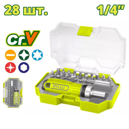 Отвертка с набором бит DYLLU DTSS8B28 (28 предметов) Отвертка с набором бит DYLLU DTSS8B28 (28 предметов)