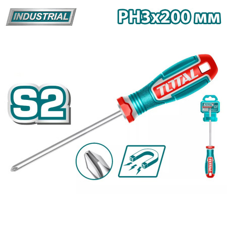 Отвертка крестовая PH3 8x200мм TOTAL TSDPH3200 Отвертка крестовая PH3 8x200мм TOTAL TSDPH3200