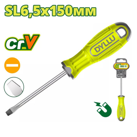 Отвертка шлицевая SL6,5 150мм DYLLU DTSD1266 Отвертка шлицевая SL6,5 150мм DYLLU DTSD1266