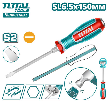 Сквозная шлицевая отвертка SL6.5x150мм TOTAL TGTSL6150