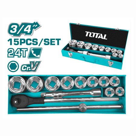 Набор инструментов 3/4 " TOTAL THT341151 (15 предметов) Набор инструментов 3/4 " TOTAL THT341151 (15 предметов)