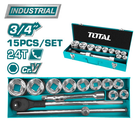 Набор инструментов 3/4 " TOTAL THT341151 (15 предметов) Набор инструментов 3/4 " TOTAL THT341151 (15 предметов)