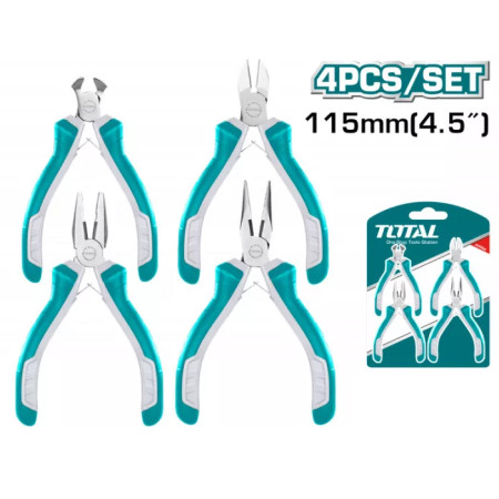 Набор шарнирно-губцевого мини инструмента TOTAL THT1K0404 (4 шт) Набор шарнирно-губцевого мини инструмента TOTAL THT1K0404 (4 шт)