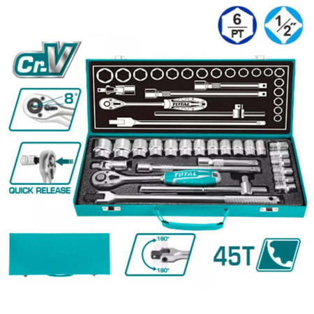 Набор инструментов 1/2 " TOTAL THT121242 (24 предмета) Набор инструментов 1/2 " TOTAL THT121242 (24 предмета)