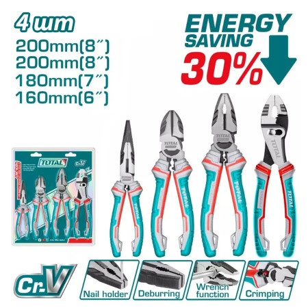 Набор шарнирно-губцевого инструмента TOTAL THT2K0458 (4 шт) Набор шарнирно-губцевого инструмента TOTAL THT2K0458 (4 шт)