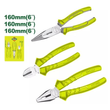 Набор шарнирно-губцевого инструмента 160мм DYLLU DTPS0623 (3 шт) Набор шарнирно-губцевого инструмента 160мм DYLLU DTPS0623 (3 шт)