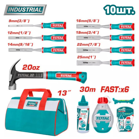 Набор инструментов для деревообработки TOTAL TOS230906 (10 предметов) Набор инструментов для деревообработки TOTAL TOS230906 (10 предметов)