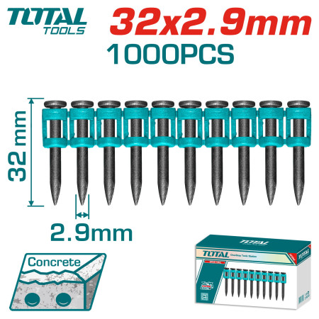 Гвозди по бетону 6,4x2,9x32 TOTAL TAC02321 Гвозди по бетону 6,4x2,9x32 TOTAL TAC02321