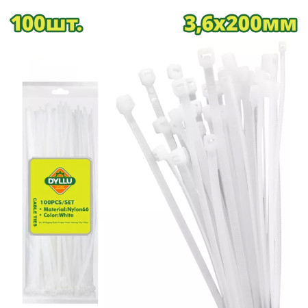 Хомут-стяжка кабельный 200 X 3,6 мм DYLLU DTTE320036 (100 шт) Хомут-стяжка кабельный 200 X 3,6 мм DYLLU DTTE320036 (100 шт)
