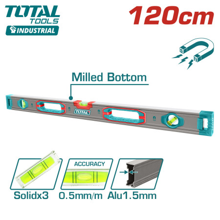 Уровень магнитный 1200 мм TOTAL TMT212028M Уровень магнитный 1200 мм TOTAL TMT212028M